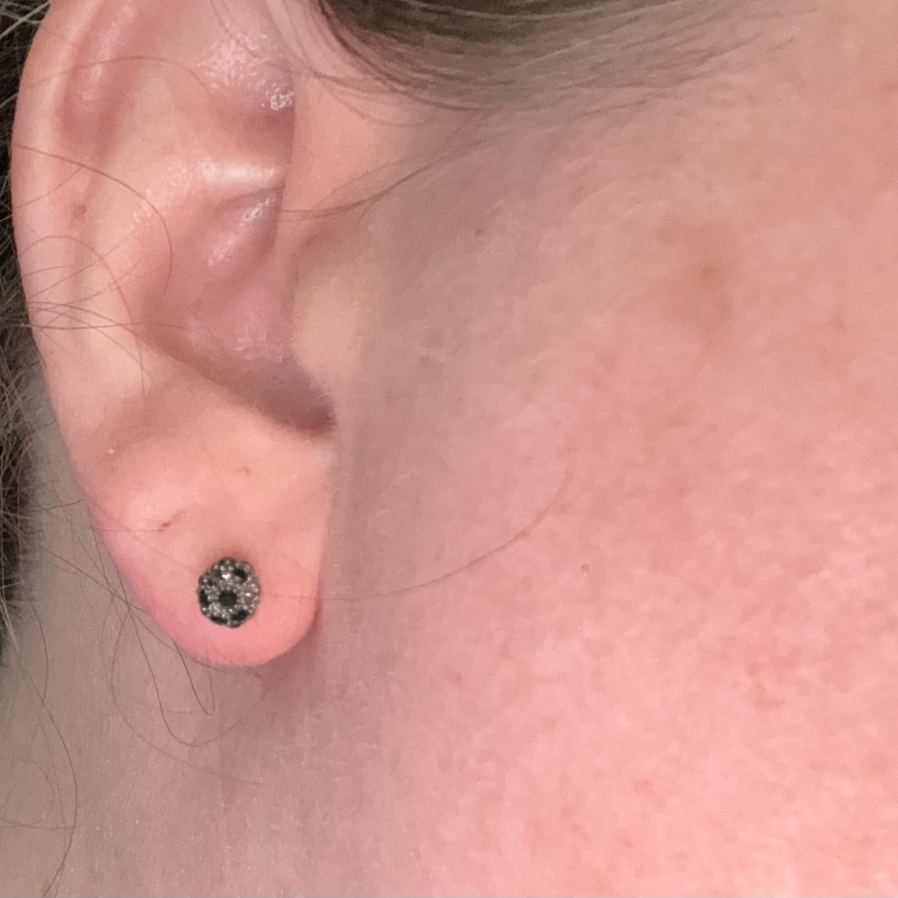 Black Textured Earrings Post Backs - image 2